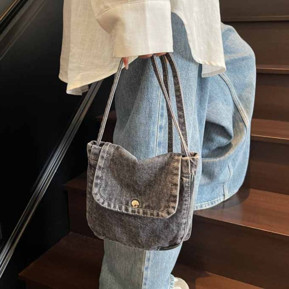 Vintage Fashion Shop - Fashionable Y2K Denim Canvas Bag Large