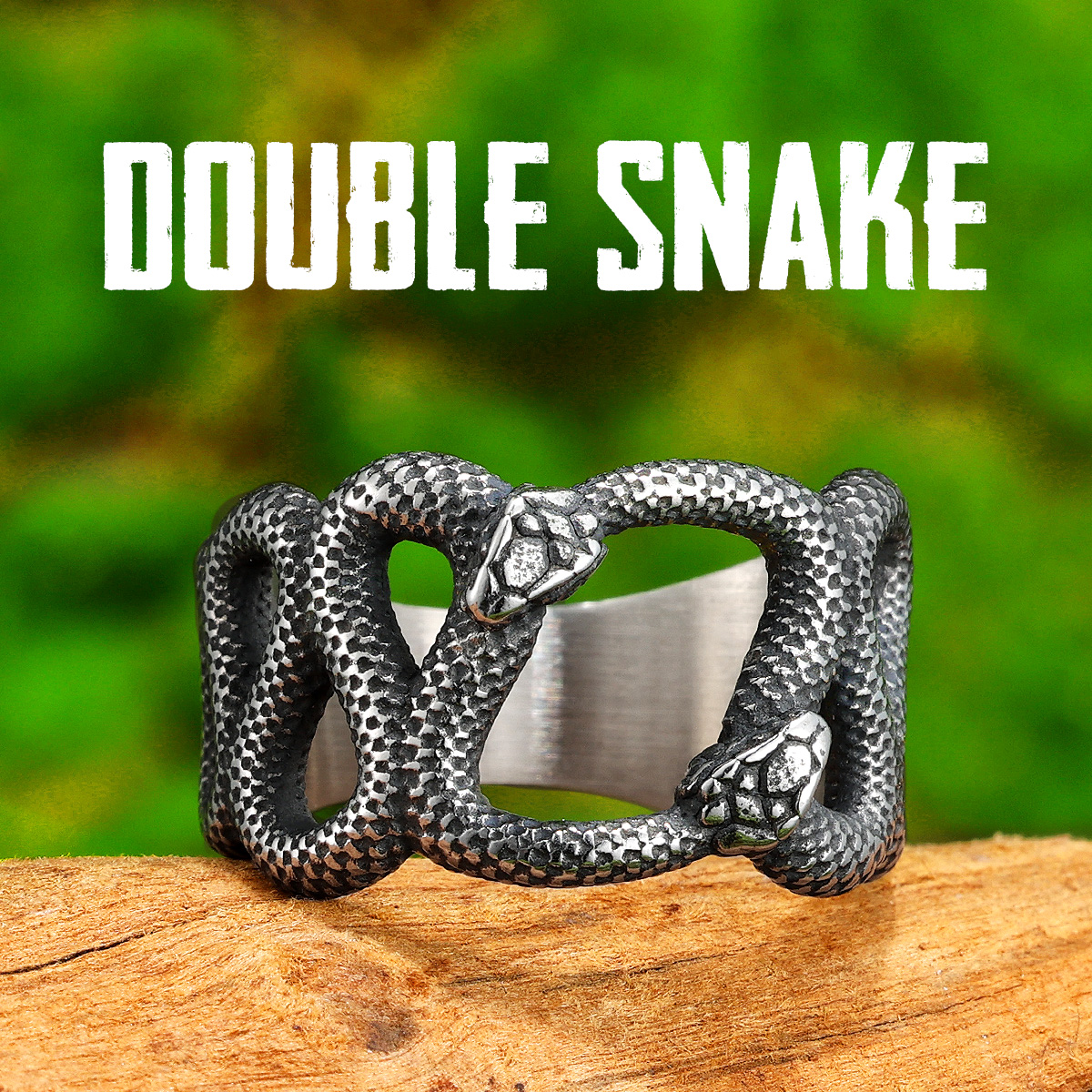 Vintage Fashion Stuff - Double Snake Animal Men Rings Stainless