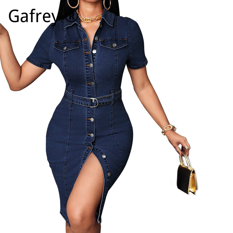 Women Denim Midi Dress Stretch - Vintage Fashion Streetwear avis et prix