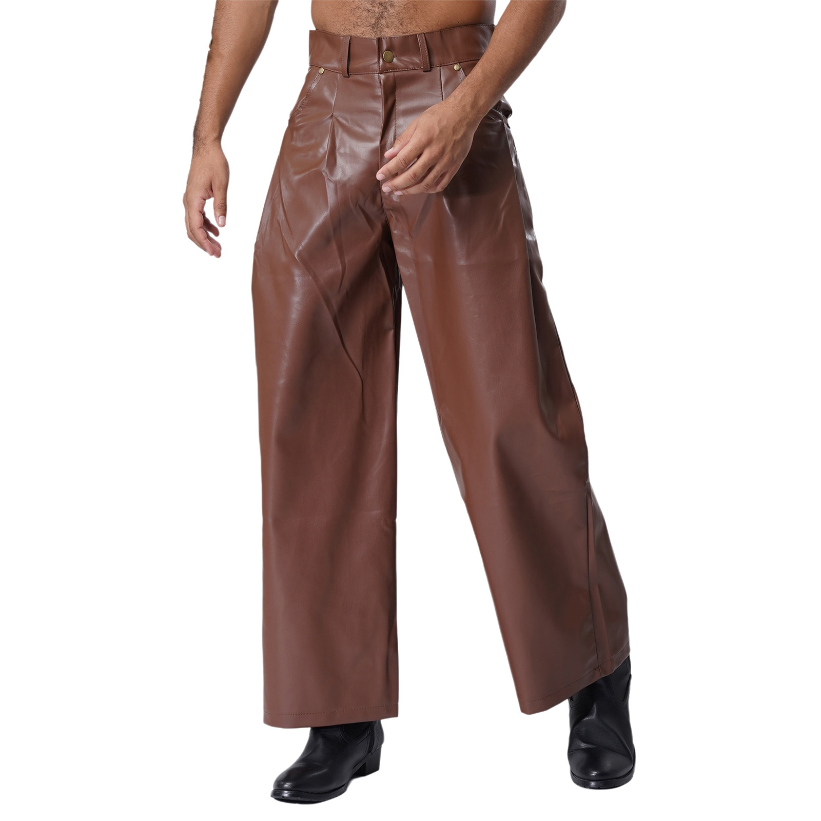 Mens Fashionable Matte Faux Le - Vintage Fashion Club avis et prix