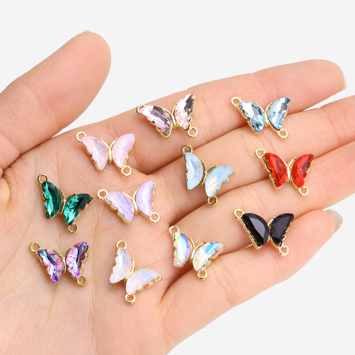 10Pcs Crystal Glass Butterfly  - Vintage Fashion Necklace avis et prix