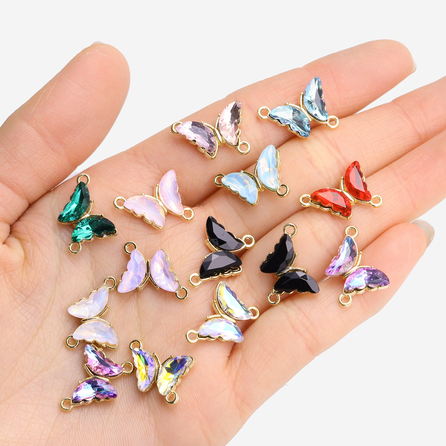 10Pcs Crystal Glass Butterfly  - Vintage Fashion Necklace avis et prix
