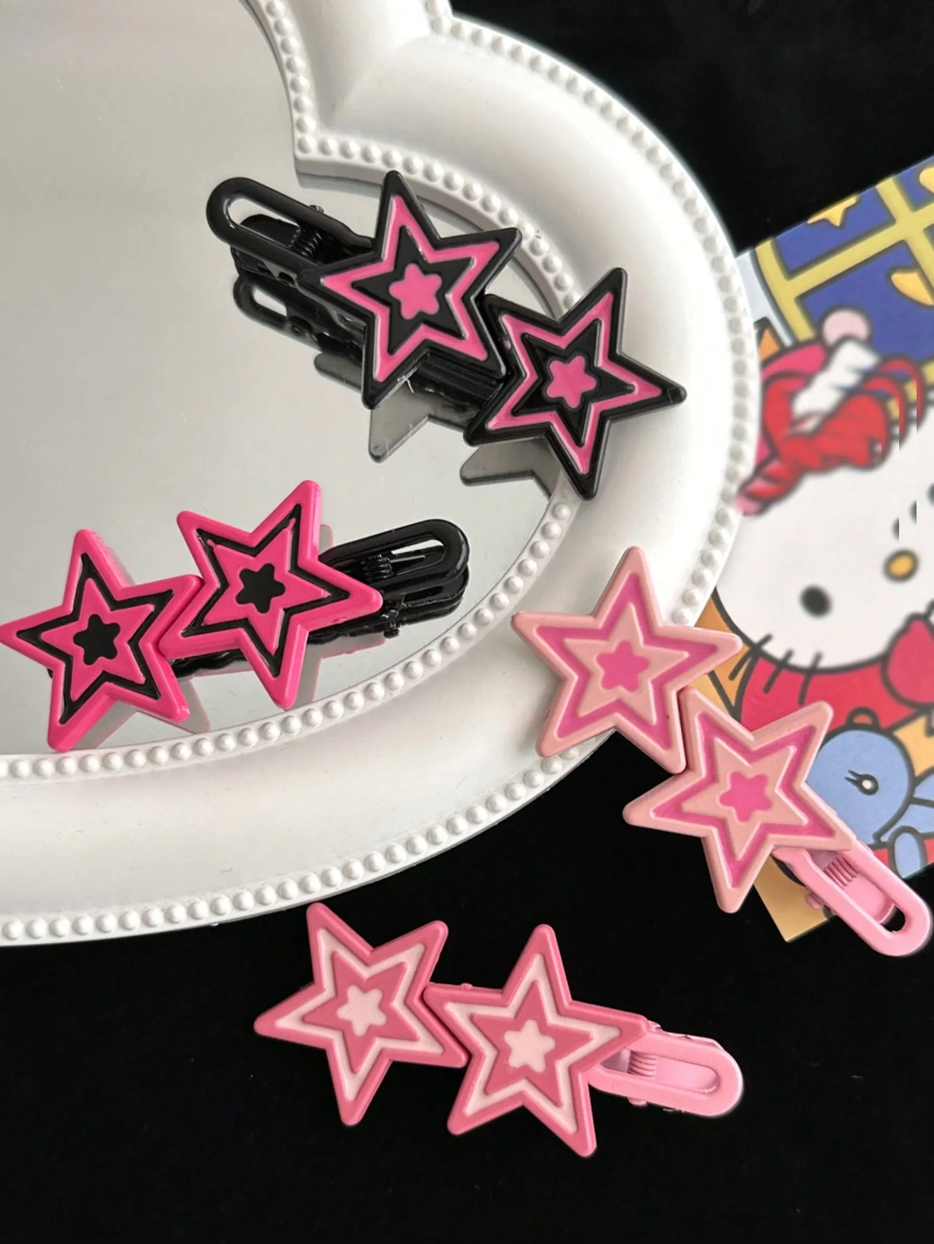 4pcs Sweet & Cool Pink Star Ha - Vintage Fashion Stuff avis et prix