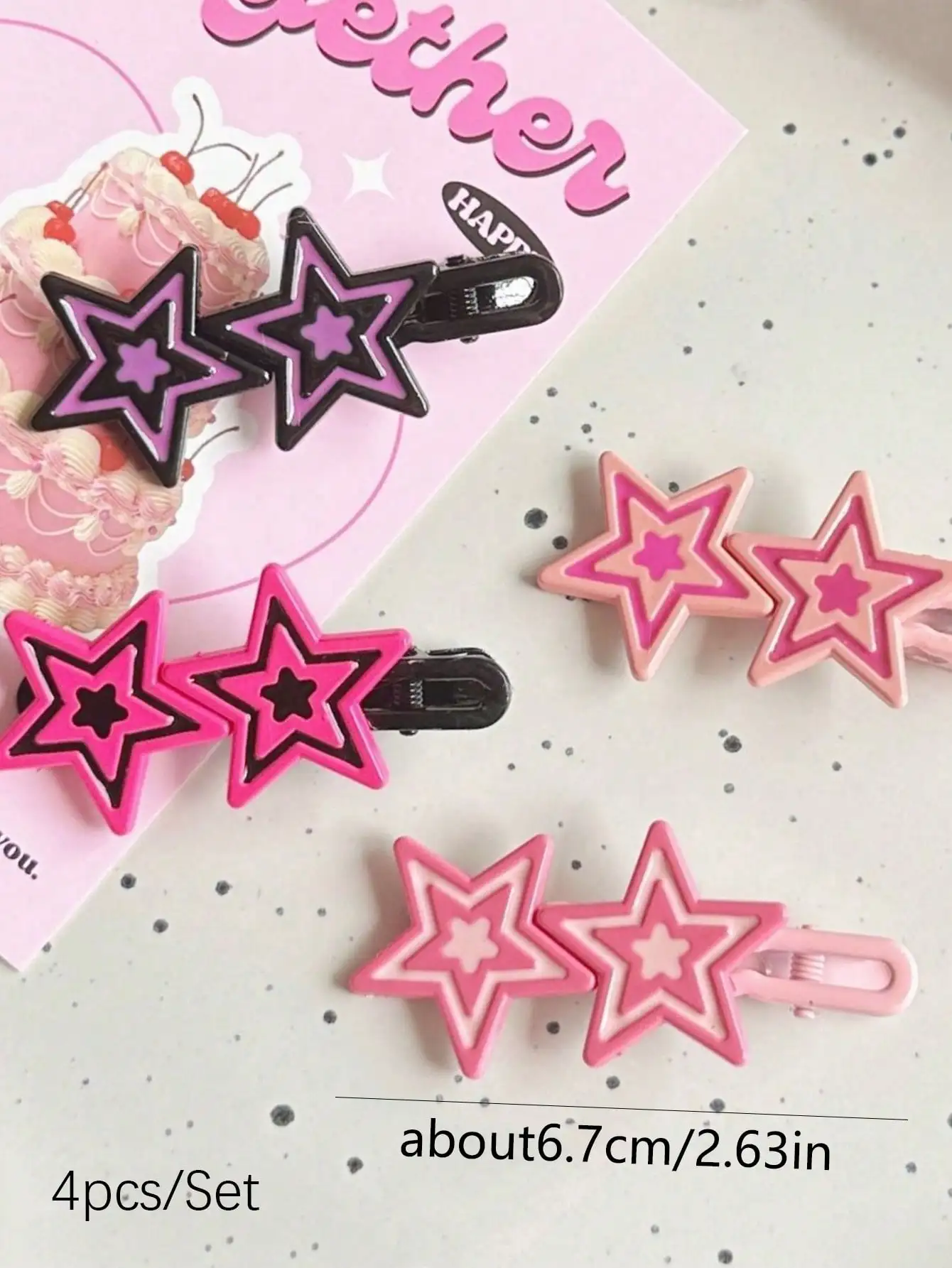 4pcs Sweet & Cool Pink Star Ha - Vintage Fashion Stuff avis et prix