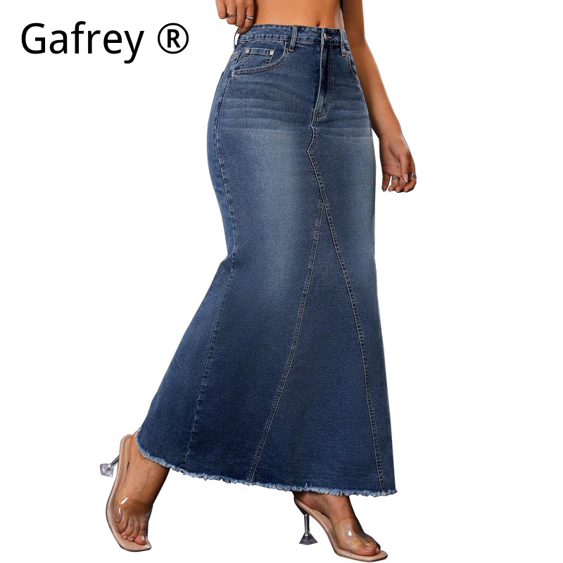 Women Denim Midi Skirt High Wa - Vintage Fashion Streetwear avis et prix
