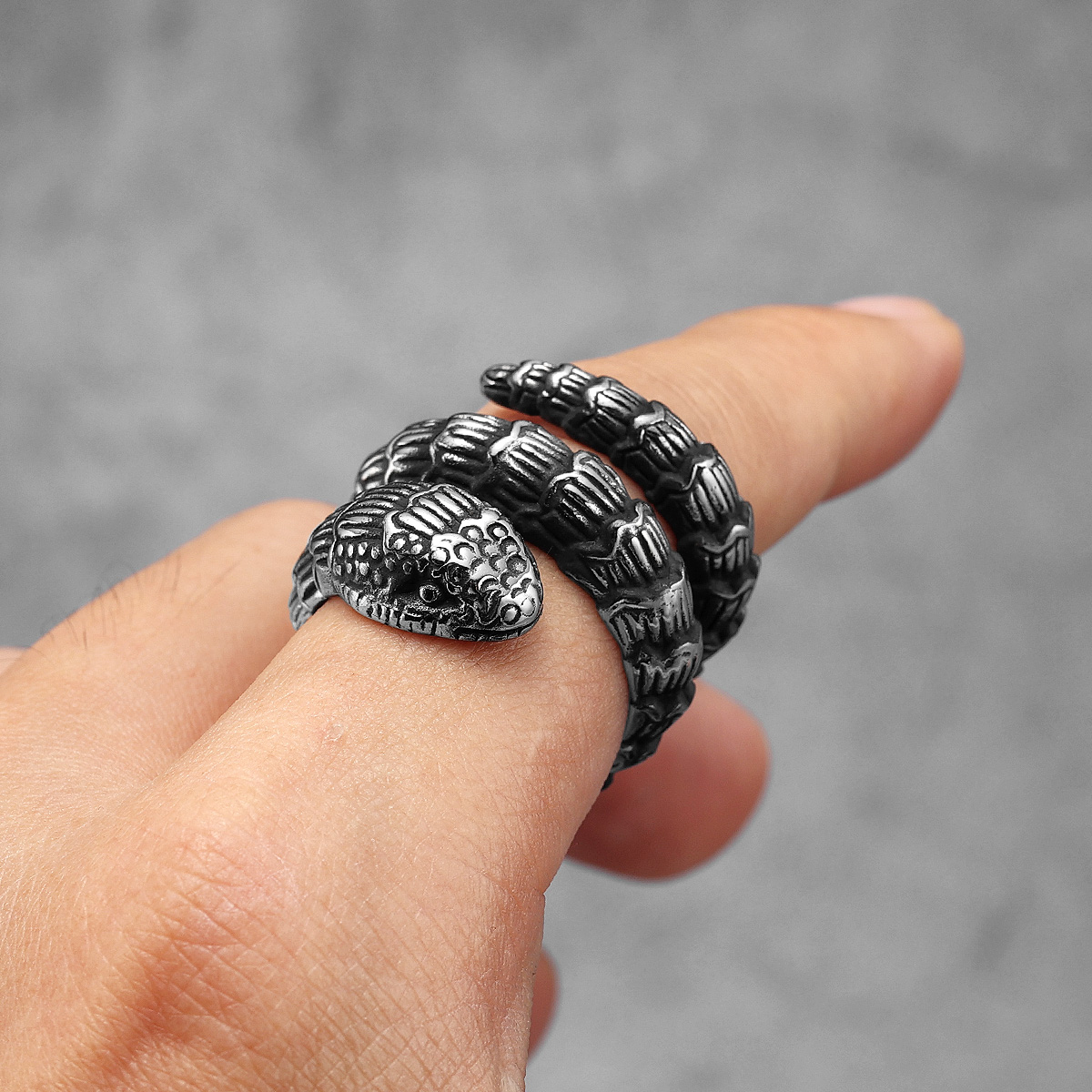 Rattlesnake Animal Men Rings S - Vintage Fashion Stuff avis et prix
