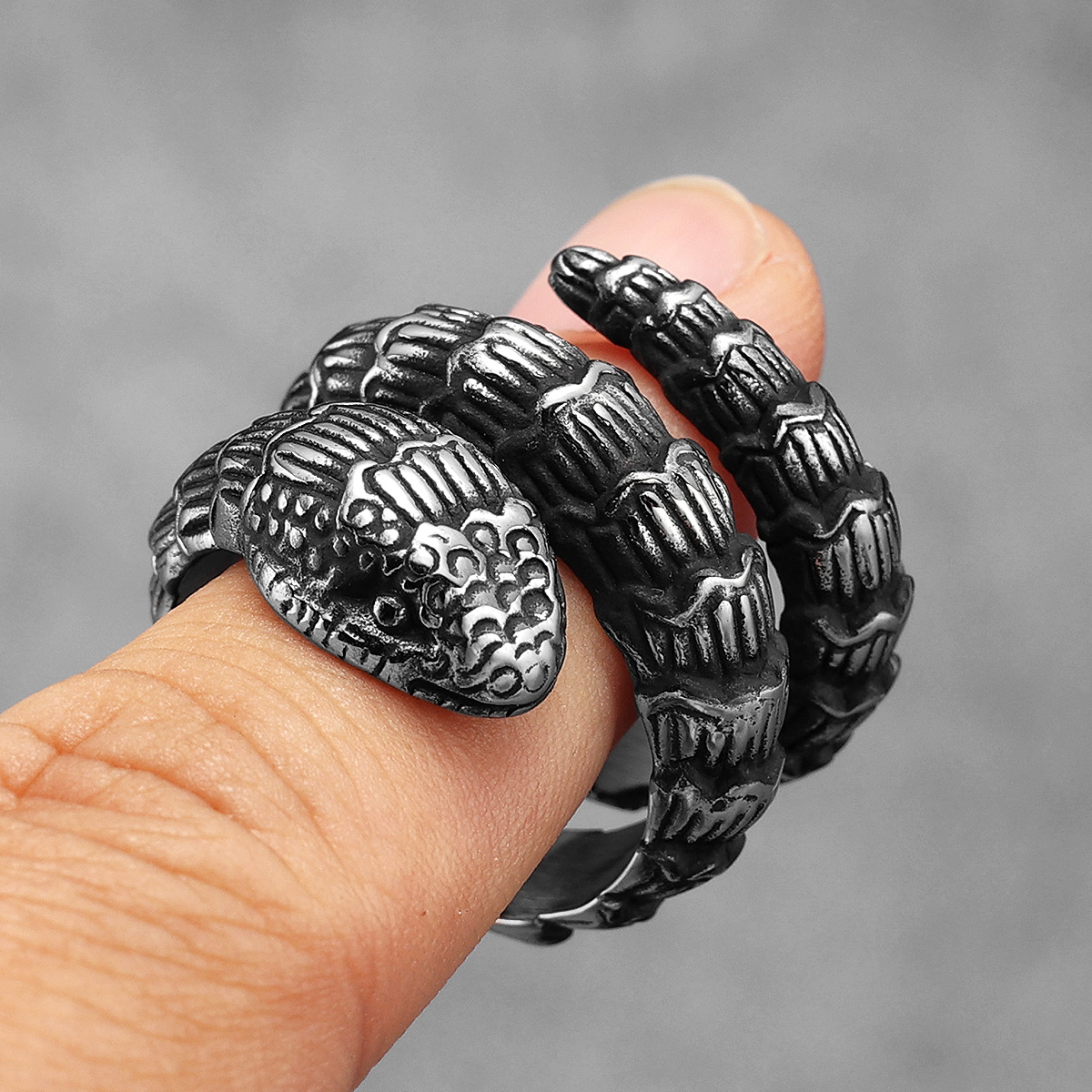 Rattlesnake Animal Men Rings S - Vintage Fashion Stuff avis et prix