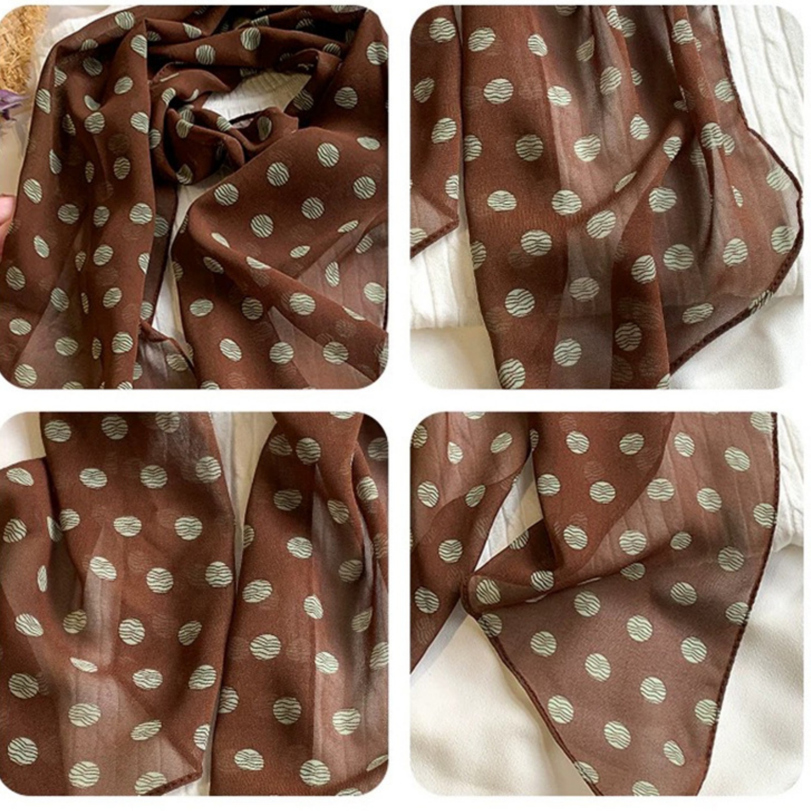Vintage Polka Dot Chiffon Scar - Vintage Fashion Ai avis et prix