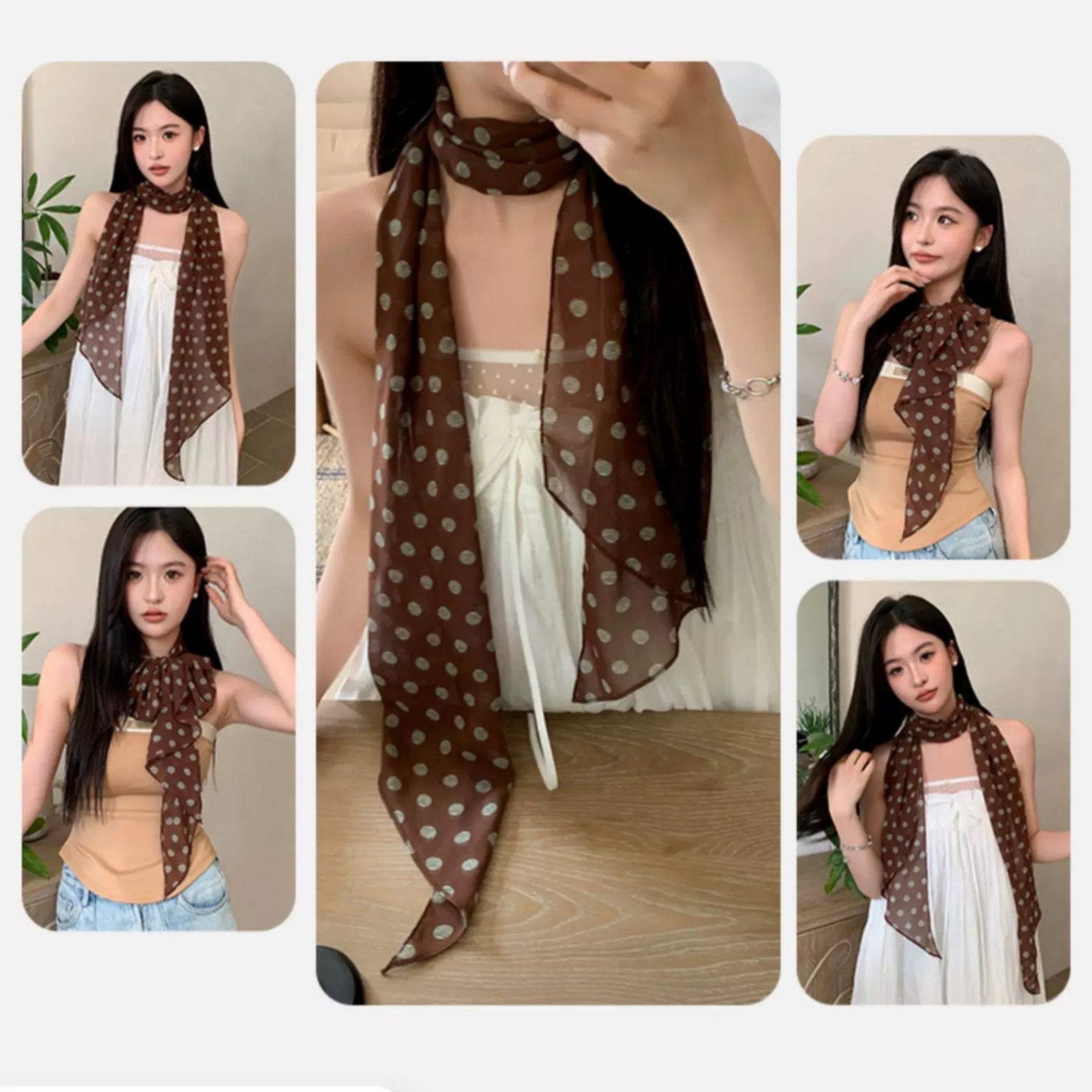 Vintage Polka Dot Chiffon Scar - Vintage Fashion Ai avis et prix