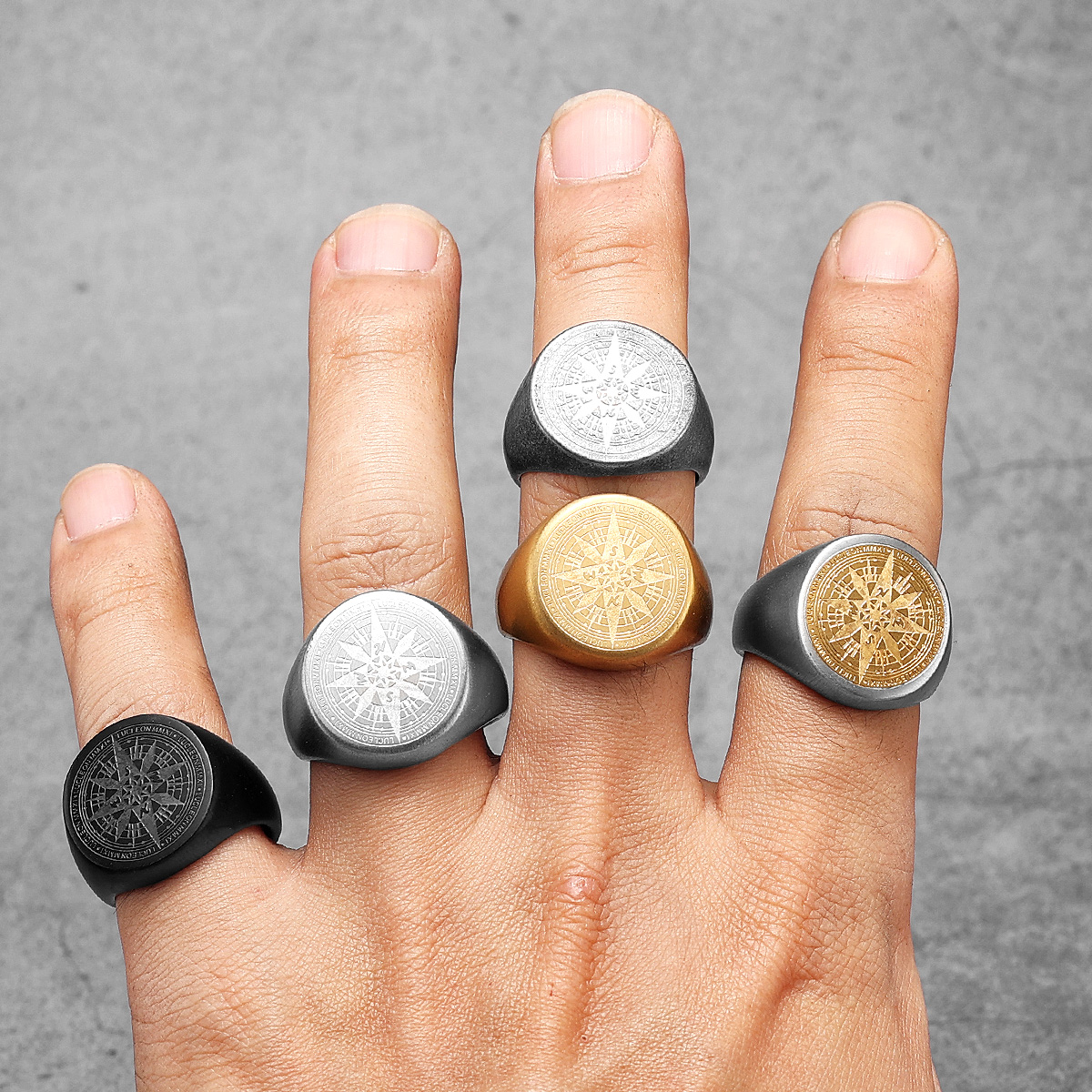 Simple Compass Men Rings Stain - Vintage Fashion Stuff avis et prix