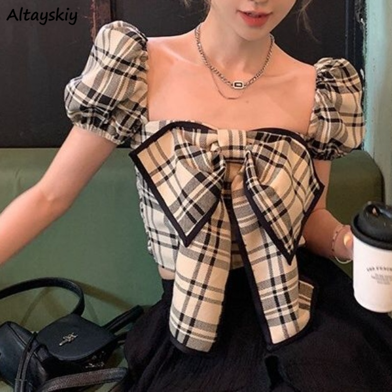 Plaid Blouses Women Y2k Summer - Vintage Fashion Club avis et prix