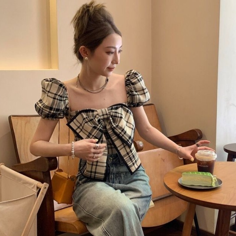 Plaid Blouses Women Y2k Summer - Vintage Fashion Club avis et prix