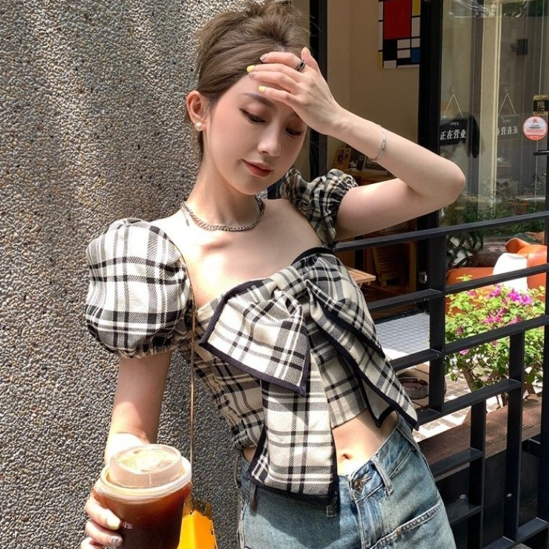 Plaid Blouses Women Y2k Summer - Vintage Fashion Club avis et prix