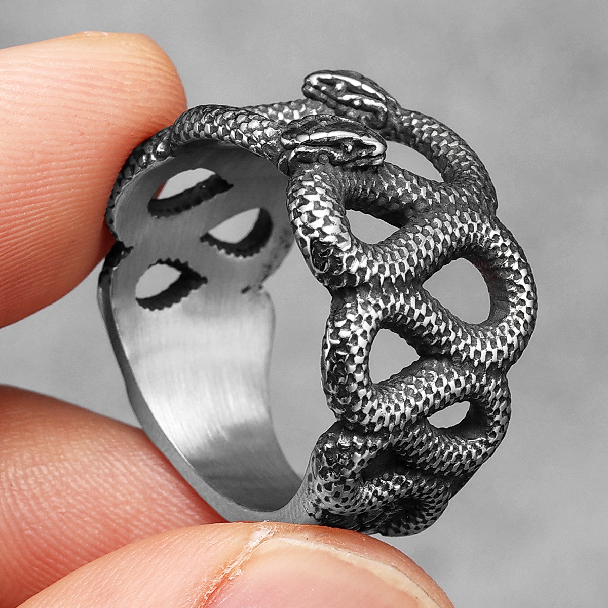 Double Snake Animal Men Rings  - Vintage Fashion Stuff avis et prix