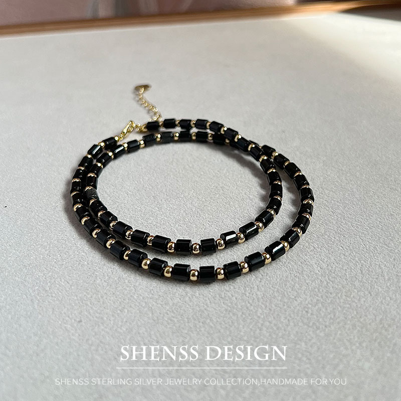 Natural 4mm obsidian Necklace  - Vintage Fashion Ai avis et prix