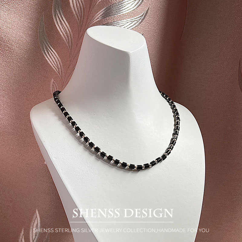 Natural 4mm obsidian Necklace  - Vintage Fashion Ai avis et prix