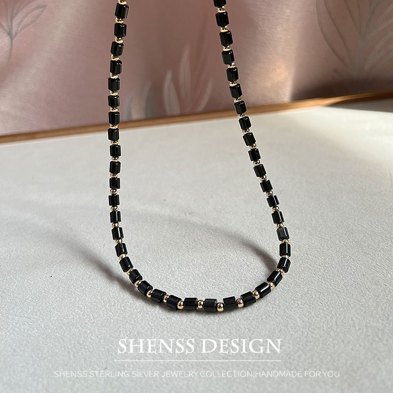 Natural 4mm obsidian Necklace  - Vintage Fashion Ai avis et prix