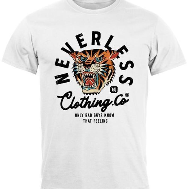 Mens T-Shirt Tiger Print Motif - Vintage Fashion Font avis et prix
