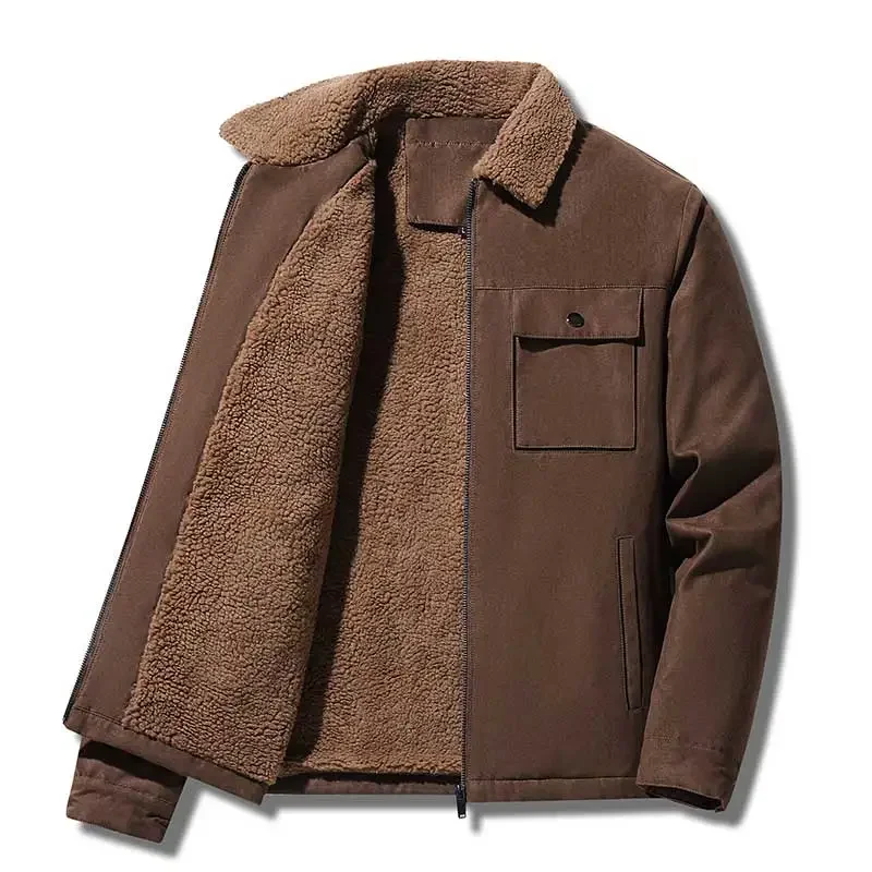 Winter Men Jackets Suede Warm  - Vintage Windbreaker Nylon avis et prix