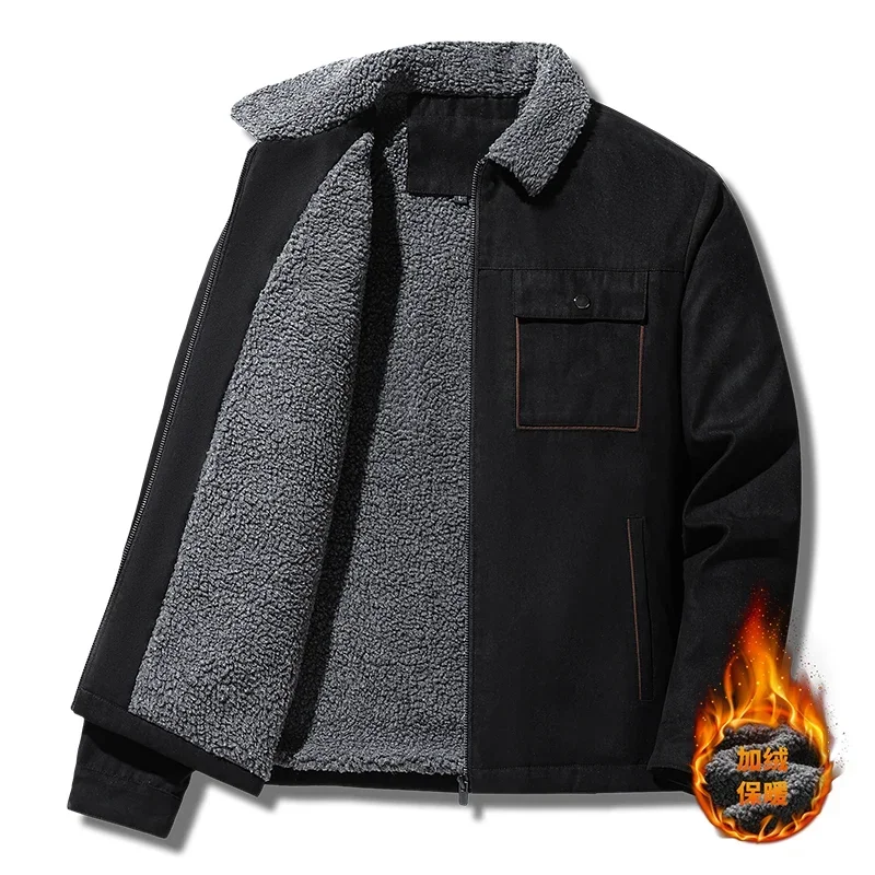 Winter Men Jackets Suede Warm  - Vintage Windbreaker Nylon avis et prix
