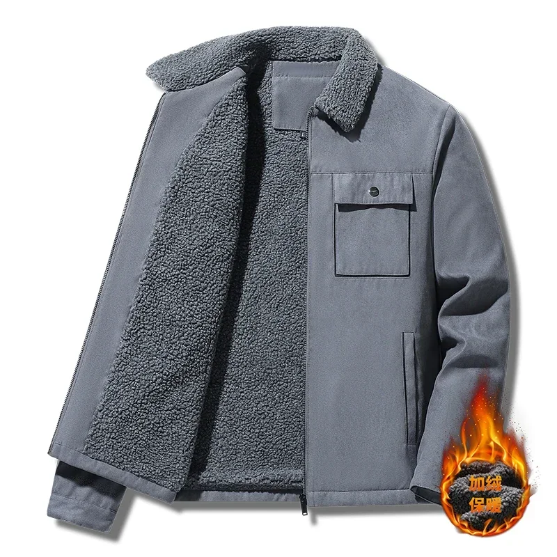 Winter Men Jackets Suede Warm  - Vintage Windbreaker Nylon avis et prix
