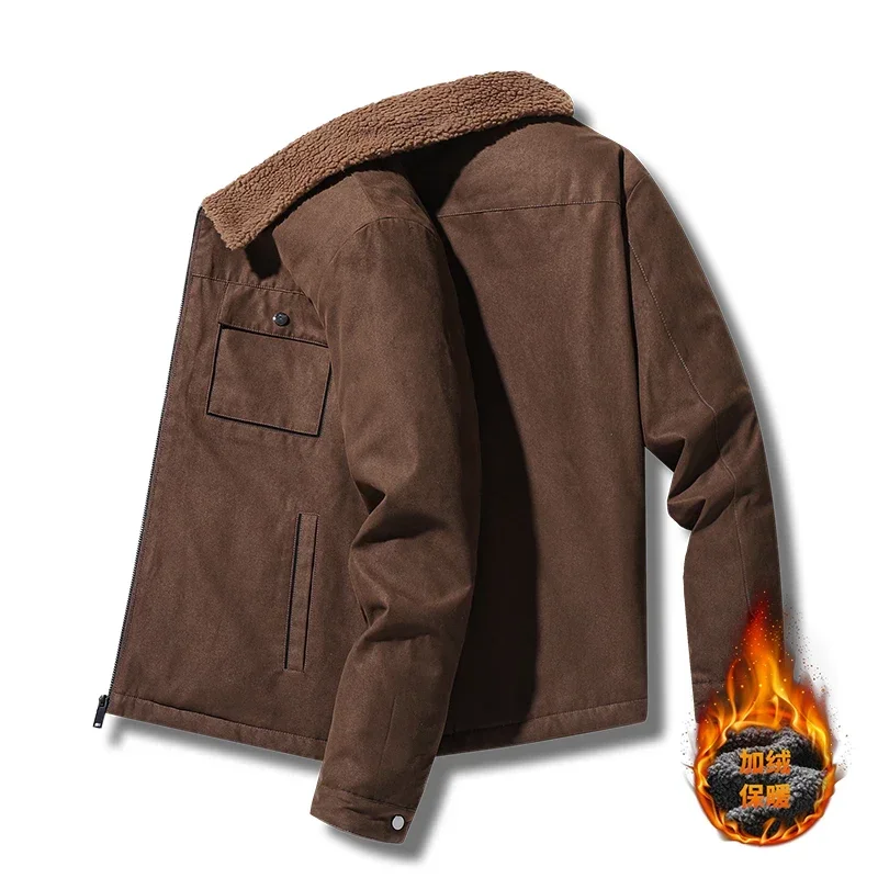 Winter Men Jackets Suede Warm  - Vintage Windbreaker Nylon avis et prix