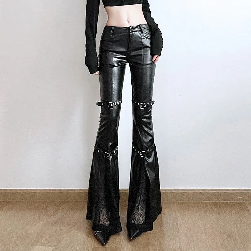 Women's PU Leather Flare Pants - Vintage Fashion Streetwear avis et prix