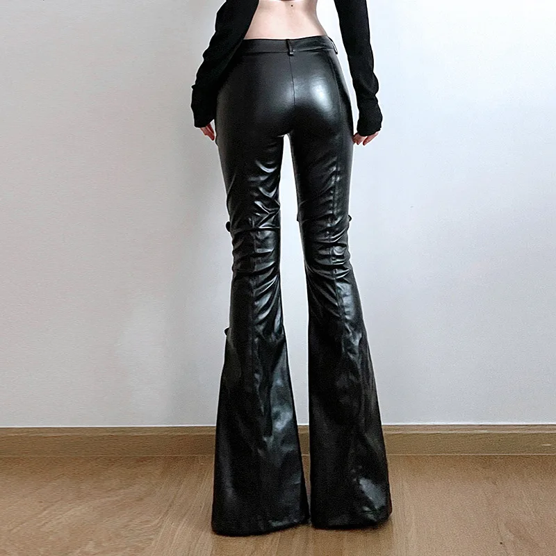 Women's PU Leather Flare Pants - Vintage Fashion Streetwear avis et prix