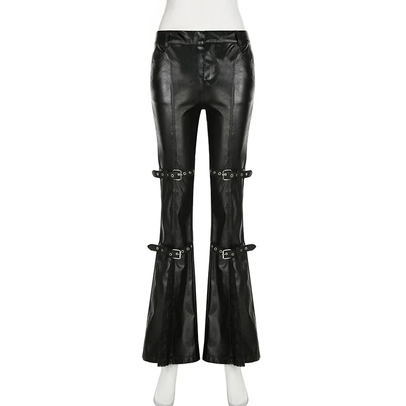 Women's PU Leather Flare Pants - Vintage Fashion Streetwear avis et prix