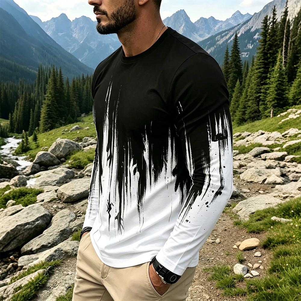 Men's Gradient Ink Splash Long - Vintage Fashion Streetwear avis et prix