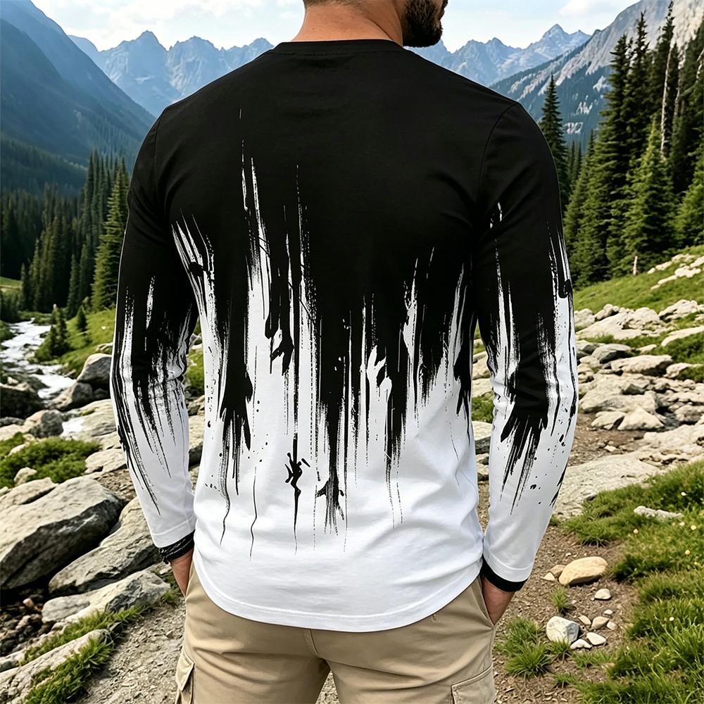 Men's Gradient Ink Splash Long - Vintage Fashion Streetwear avis et prix