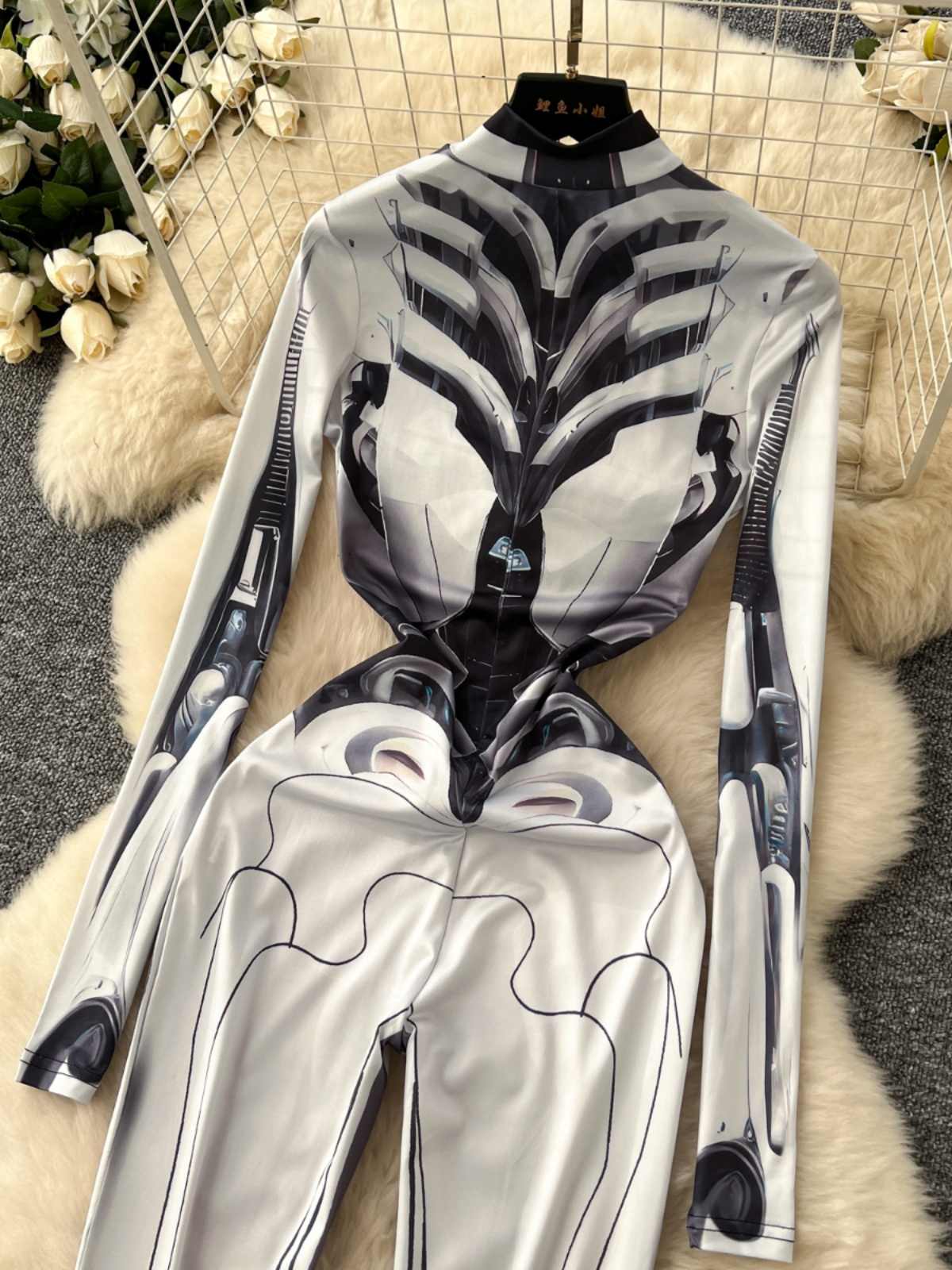 Women's Grey Print Jumpsuits V - Vintage Fashion Club avis et prix