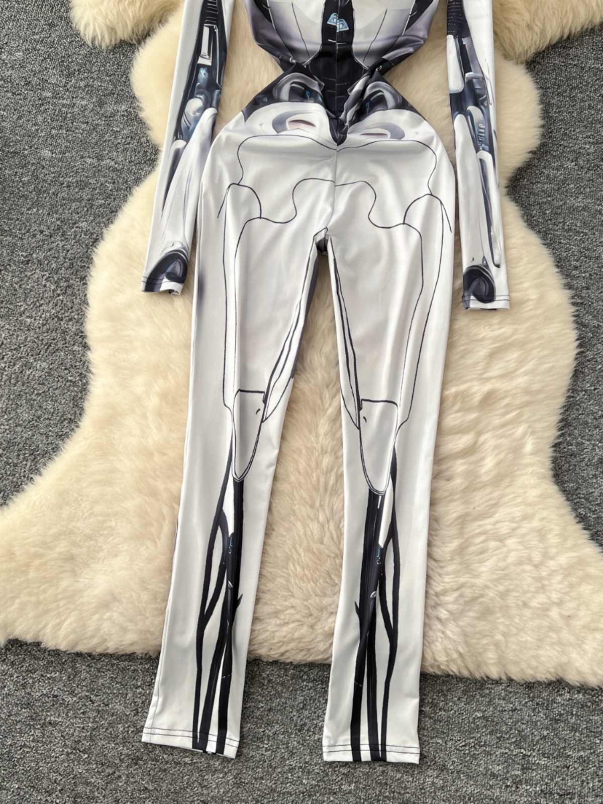 Women's Grey Print Jumpsuits V - Vintage Fashion Club avis et prix